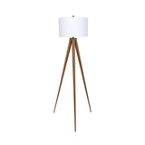 LAMP FLOOR-BROWN METAL TRIPOD-WHITE SHADE 153cm H
