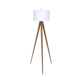 LAMP FLOOR-BROWN METAL TRIPOD-WHITE SHADE 153cm H