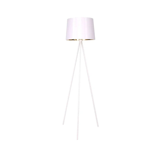 FLOOR LAMP METAL TRIPOD WHITE & GOLD SHADE 155cm H