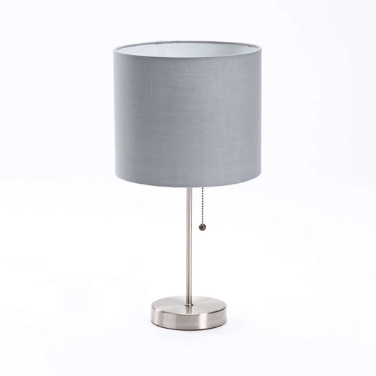 TABLE LAMP METAL BASE GREY FABRIC SHADE