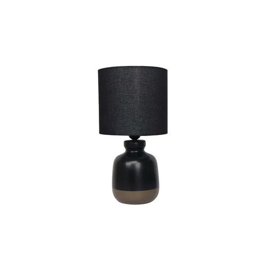 TABLE LAMP TWO TONE BLACK GREY FABRIC SHADE