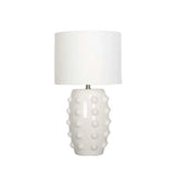 TABLE LAMP WHITE DOTTED BASE WHITE FABRIC SHADE