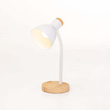 LAMP TABLE-WOOD BASE OAK-WHITE ARM & DOME