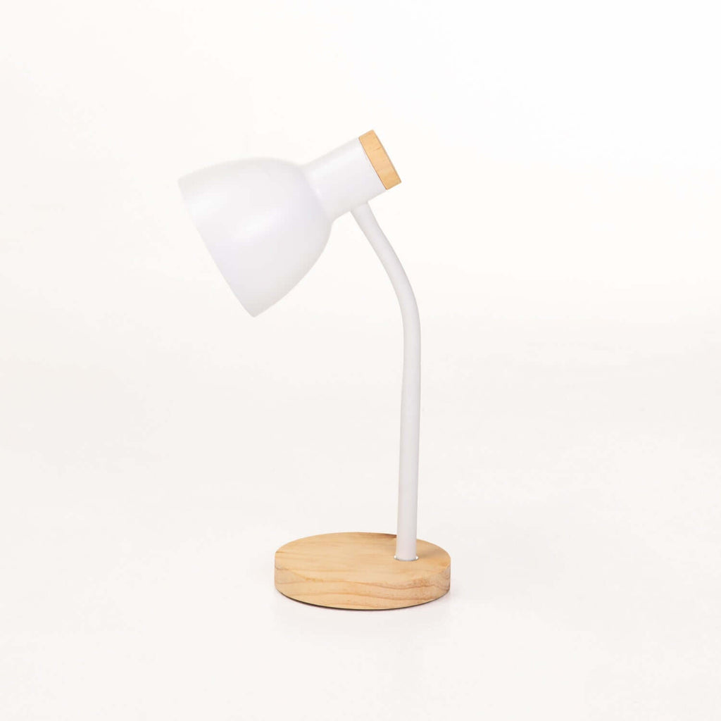 Decofurn Lamp Tablewood Base Oakwhite Arm & Dome R199 Decofurn
