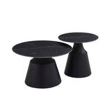 LEA SET OF 2 70/50cm STONE TOP COFFEE TABLE-BLACK 