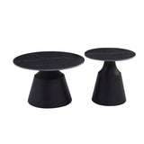 LEA SET OF 2 70/50cm STONE TOP COFFEE TABLE-BLACK 