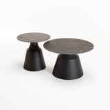 LEA SET OF 2 70/50cm STONE TOP COFFEE TABLE-BLACK 