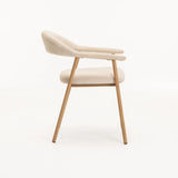 LEE FABRIC DINING CHAIR CREAM/NATURAL LEGS