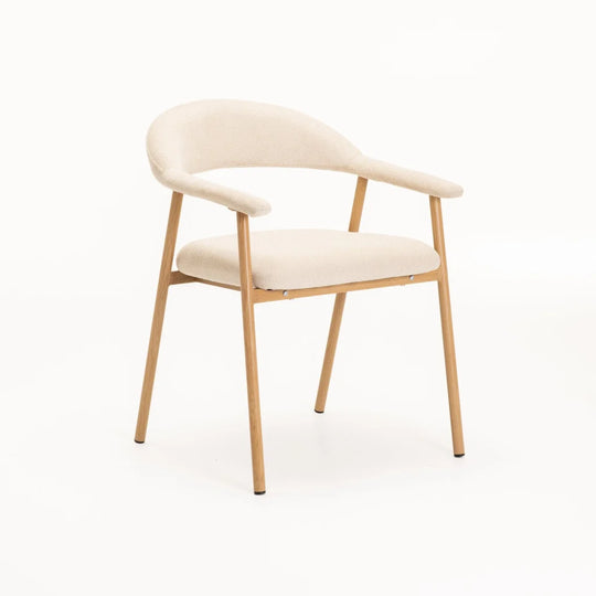 LEE FABRIC DINING CHAIR CREAM/NATURAL LEGS