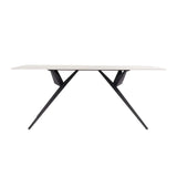 LIAM STONE TOP 180x90cm DINING TABLE - BLACK LEG