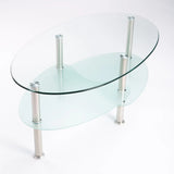 LIBI 90x50cm OVAL GLASS COFFEE TABLE