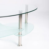 LIBI 90x50cm OVAL GLASS COFFEE TABLE