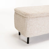 LILY TEXTURED FABRIC STORAGE OTTOMAN - CREAM