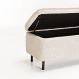 LILY TEXTURED FABRIC STORAGE OTTOMAN - CREAM