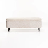 LILY TEXTURED FABRIC STORAGE OTTOMAN - CREAM