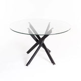 LINC 120cm ROUND GLASS TOP DINING TABLE-BLACK
