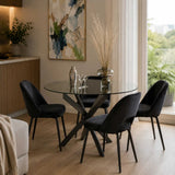 LINC 120cm ROUND GLASS TOP DINING TABLE-BLACK