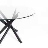 LINC 120cm ROUND GLASS TOP DINING TABLE-BLACK