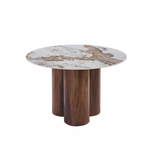 LIV 120CM ROUND STONE TOP DINING TABLE