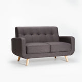 LUNA FABRIC 2 SEATER - DARK GREY/NAT LEG