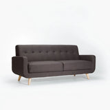 LUNA FABRIC 3 SEATER - DARK GREY/NAT LEG