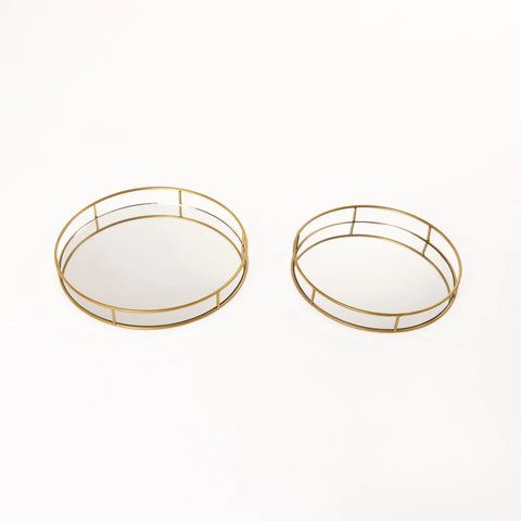 LUXE ROUND SET OF 2 MIRROR TRAYS