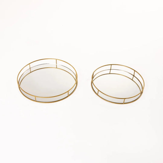 LUXE ROUND SET OF 2 MIRROR TRAYS