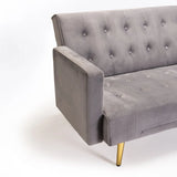 MAC VELVET SLEEPER COUCH - DARK GREY/GOLD LEGS