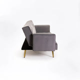 MAC VELVET SLEEPER COUCH - DARK GREY/GOLD LEGS