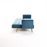 MAC VELVET SLEEPER COUCH - TEAL/GOLD LEGS