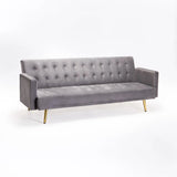 MAC VELVET SLEEPER COUCH - DARK GREY/GOLD LEGS