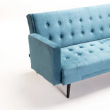 MAC VELVET SLEEPER COUCH - TEAL/BLACK LEGS