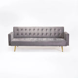 MAC VELVET SLEEPER COUCH - DARK GREY/GOLD LEGS