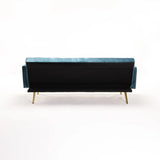 MAC VELVET SLEEPER COUCH - TEAL/GOLD LEGS