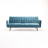 MAC VELVET SLEEPER COUCH - TEAL/BLACK LEGS