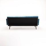 MAC VELVET SLEEPER COUCH - TEAL/BLACK LEGS