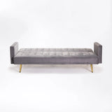 MAC VELVET SLEEPER COUCH - DARK GREY/GOLD LEGS