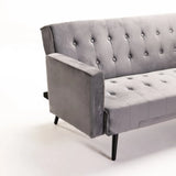 MAC VELVET SLEEPER COUCH - DARK GREY/BLACK LEGS