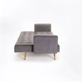 MAC VELVET SLEEPER COUCH - DARK GREY/GOLD LEGS