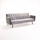 MAC VELVET SLEEPER COUCH - DARK GREY/BLACK LEGS