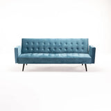 MAC VELVET SLEEPER COUCH - TEAL/BLACK LEGS