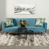 MAC VELVET SLEEPER COUCH - TEAL/BLACK LEGS