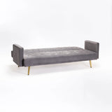 MAC VELVET SLEEPER COUCH - DARK GREY/GOLD LEGS