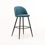 MADDIE VELVET BARSTOOL - PETROL BLUE