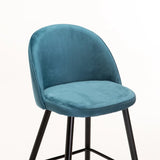 MADDIE VELVET BARSTOOL - PETROL BLUE