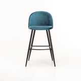MADDIE VELVET BARSTOOL - PETROL BLUE