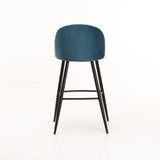 MADDIE VELVET BARSTOOL - PETROL BLUE