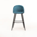 MADDIE VELVET KITCHEN STOOL - PETROL BLUE