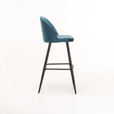 MADDIE VELVET KITCHEN STOOL - PETROL BLUE