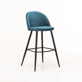 MADDIE VELVET KITCHEN STOOL - PETROL BLUE